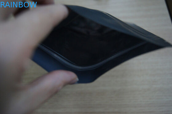 Alüminyum Folyo Çay Poşetleri Paketleme / Stand Up Mat Siyah Plastik Kahve Torbası, Zip Kilidi ile