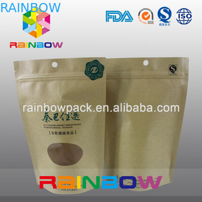 Geri dönüşümlü 2oz Kraft Kağıt Doypack Pencere ile Kahve Çanta Stand Up