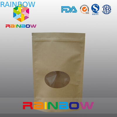 Geri dönüşümlü 2oz Kraft Kağıt Doypack Pencere ile Kahve Çanta Stand Up