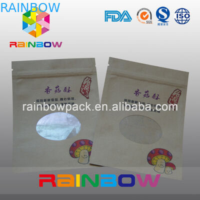 Geri dönüşümlü 2oz Kraft Kağıt Doypack Pencere ile Kahve Çanta Stand Up