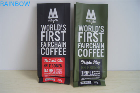 Valfli özelleştirilmiş yan köşebent alüminyum folyo kahve torbaları, kırmızı yeşil