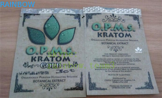 OPMS Kratom botanik özü altın bitkisel torbalar zip plastik torbalar