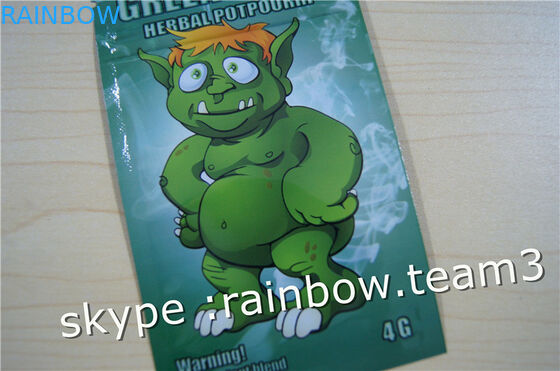 Bitkisel tütsü çanta / üç yan mühür fermuarlı çanta / özel bitkisel tütsü çantası için 1g / 2g / 3g / 4g / 5g poşet tozu için