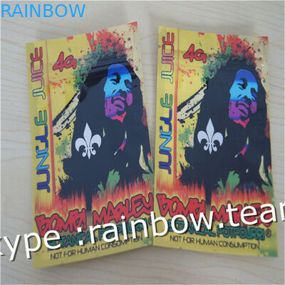 Bitkisel tütsü çanta / üç yan mühür fermuarlı çanta / özel bitkisel tütsü çantası için 1g / 2g / 3g / 4g / 5g poşet tozu için