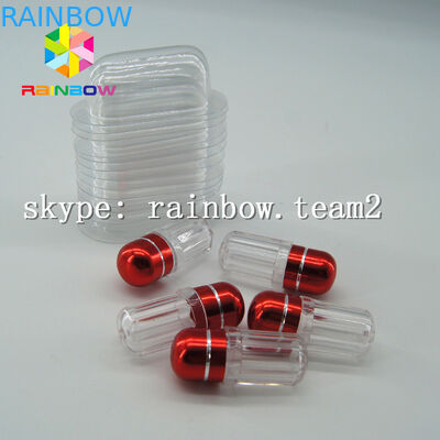 Şeffaf kapsül plastik ilaç şişesi, alüminyum folyo ile altın kap seks hapı konteyner