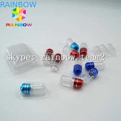 Şeffaf kapsül plastik ilaç şişesi, alüminyum folyo ile altın kap seks hapı konteyner