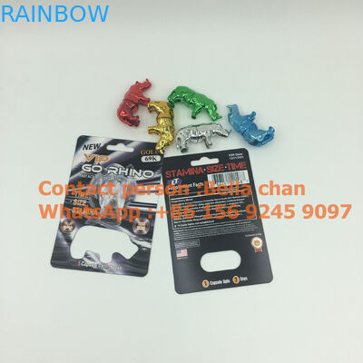 Tırmanmak Gümüş / Altın seks hapı Rhino oyuncaklar için Git Gergedan ambalaj, Metal Gergedan şekli şişeleri