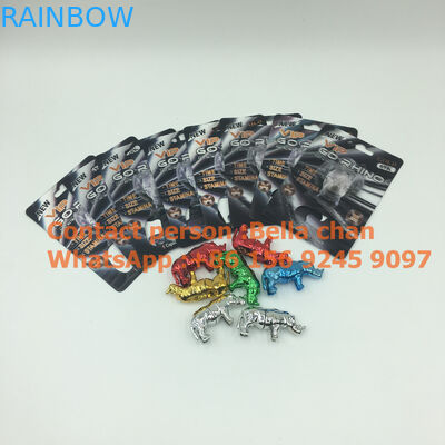 Tırmanmak Gümüş / Altın seks hapı Rhino oyuncaklar için Git Gergedan ambalaj, Metal Gergedan şekli şişeleri