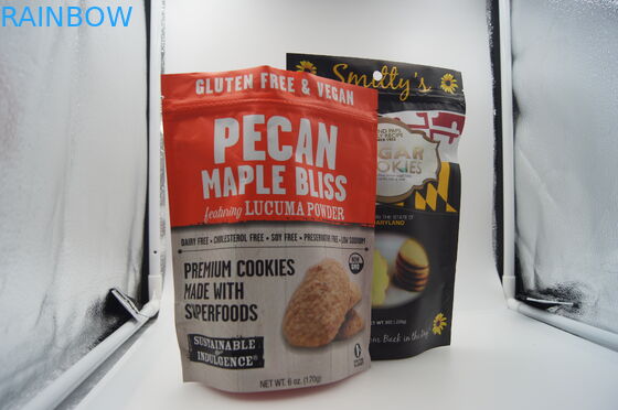 Bisküvi için Doypack Fermuarlı Snack Çanta Ambalajı, Özel Baskılı Stand Up Torbalar