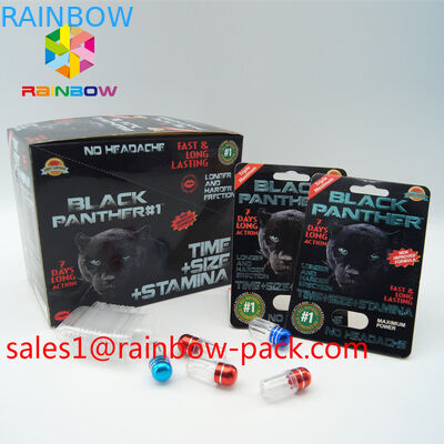 Siyah Mamba Ekran Kutusu Seks Geliştirme Hapları Paketleme Kartı 3D Etkisi Cinsel Hap