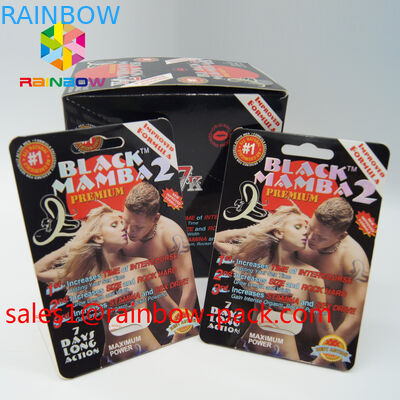 Siyah mamba 3D kartları kaya katı ereksiyon seks hapı 3D ambalaj kartı 3d seks hapları ambalaj kağıt kartı 3D seks hapı kartı