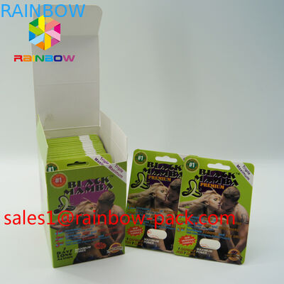 Sıcak satış 3D baskı kartı Siyah mamba 3D cards3d seks hapları ambalaj kağıt kartı 3D seks hapı kartı geliştirme hap kutuları