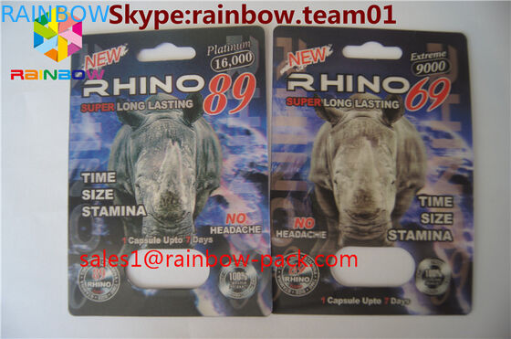 Sıcak satış 3D baskı kartı Siyah mamba 3D etkisi seks hapı ambalaj kartı 3D kart / 3D baskı kartı gergedan blister kağıt ca