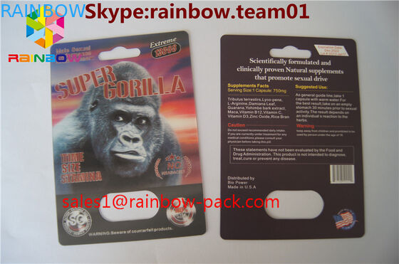 Sıcak satış 3D baskı kartı Siyah mamba 3D etkisi seks hapı ambalaj kartı 3D kart / 3D baskı kartı gergedan blister kağıt ca