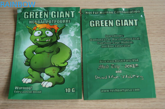 Botanik Özü Baharat Paketleme Torbaları, Klimax Herbal Incense Zip Kilit Plastik Torba