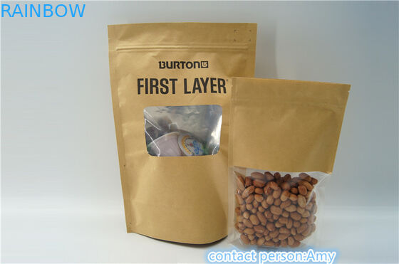 Kraft Kağıt Açılıp Kapanabilir Kilitli Stand Up Torbalar / Gıda Ambalaj Torbaları