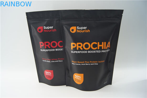 Matt Baskılı alüminyum peynir altı suyu proteini tozu çantası / alüminyum folyo ayağa fermuarlı torbalar