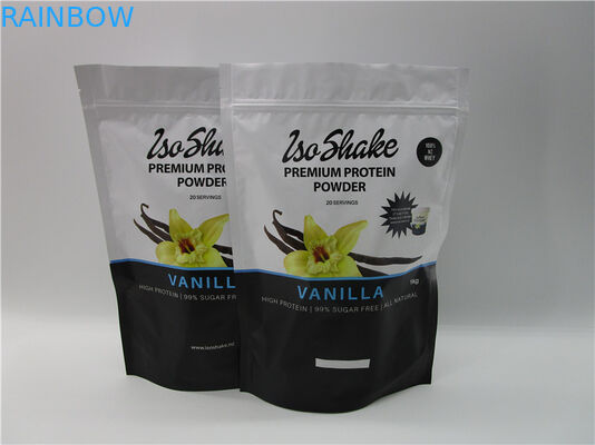 Kilitli ve gözyaşı çentikli 1kg beslenme ambalajı için protein tozu paketleme torbaları