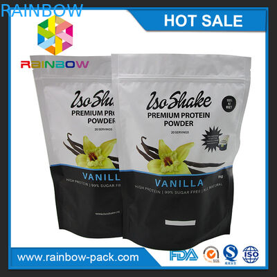 Özel baskılı gıda sınıfı folyo kaplı kilitli 1 kg protein tozu torbası ambalaj enerji tozu torbalar