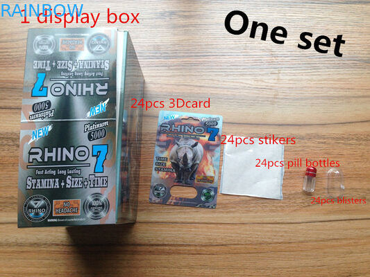 Rhino 7 Erkek Geliştirme Hapları için Tekrar Kullanılabilir Nem Dayanıklı Plastik Hap Şişeleri Ambalaj