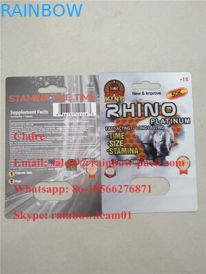 Yeni 3D baskılı erkek geliştirme hap plastik kat kart Rhino 25 / Çılgın Gergedan 50 k blister ambalaj