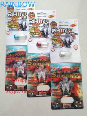 Yeni 3D baskılı erkek geliştirme hap plastik kat kart Rhino 25 / Çılgın Gergedan 50 k blister ambalaj