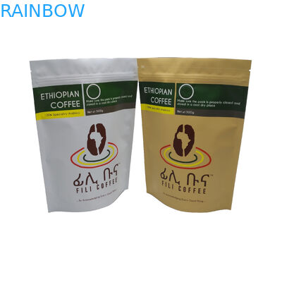 Mat Finish Folyo Kaplı Stand Up Fermuarlı Ambalaj Torbası 500g Kahve Torbası