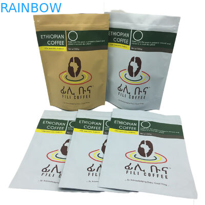 Mat Finish Folyo Kaplı Stand Up Fermuarlı Ambalaj Torbası 500g Kahve Torbası