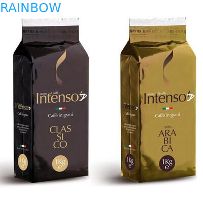 Yan köşebent açılıp kapanabilir plastik kahve çanta alüminyum folyo kahve çekirdeği paketleme torbaları vana 1kg