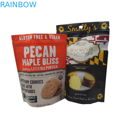 Çikolatalı Kurabiye Bisküvi İçin Paketleme Stand Up Fermuar Çanta Plastik Torbalar