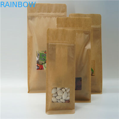 Açık Pencere, Zip Kilit Kahve Kılıfı ile Kare Kahverengi Kraft Kağıt Torba