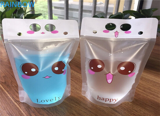 Gıda Güvenliği Seviyesi Plastik Torbalar Paketleme Süt / Çay / Meyve Suyu İçin Stand Up