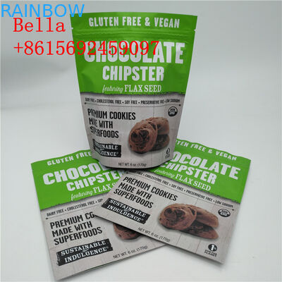 Özelleştirme Renkli Alüminyum Folyo Çantalar Fermuarlı Kurabiye Paketleme için Üst Kol