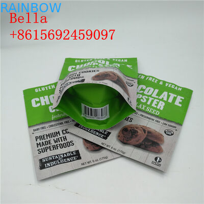 Özelleştirme Renkli Alüminyum Folyo Çantalar Fermuarlı Kurabiye Paketleme için Üst Kol