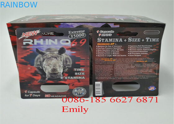 Kabartma Yüzey Etkili Kullanışlı Rhino Pills Blister Ambalaj Ambalajı
