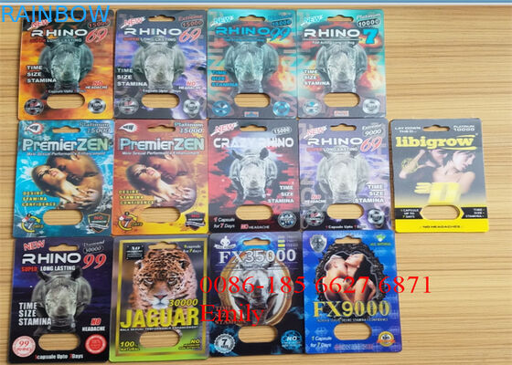 Kabartma Yüzey Etkili Kullanışlı Rhino Pills Blister Ambalaj Ambalajı
