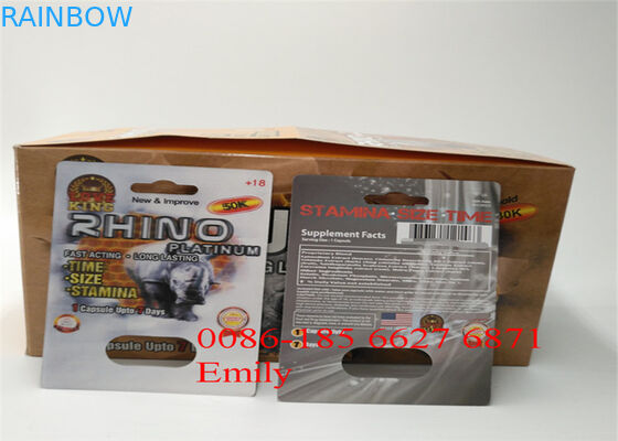 Kabartma Yüzey Etkili Kullanışlı Rhino Pills Blister Ambalaj Ambalajı