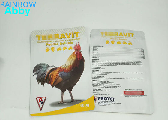 Kraft Kağıdı Gıda Vakumlu Mühürlü Torbalar, Tavuk Yiyecek Paketleri İçin Üç Yanlı Mühürlü Torbalar