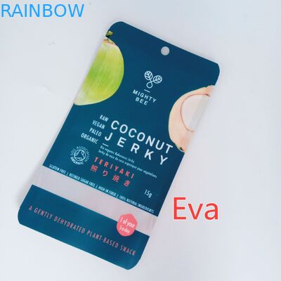 Mylar Fermuar Özel Baskılı Aperatif Çanta Hindistan Cevizi Jerk / Kurutulmuş Meyve İçin Saf Plastik