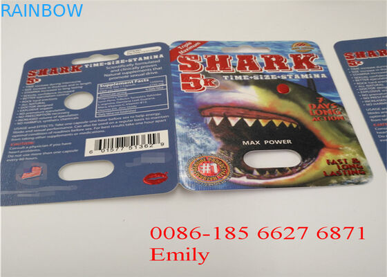 Erkek Geliştirme Hapları için Özel Logo Blister Kart Ambalaj PET Malzeme