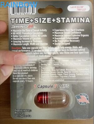 Gergedan 69/7 Kapsül Seks Hapları Blister Kart Ambalajı Mat / Parlak Yüzey