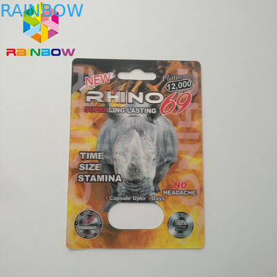 Hiçbir Baş Ağrısı Blister Paketi Ambalaj Cinsel Hap Kapsül Gergedan 69 Paket Kart Kutusu