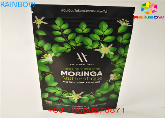 Matcha Çay Stand Up Fermuar Kılıfı Lamine Malzeme Alüminyum Folyo Geri Dönüşüm Kraft Kağıt