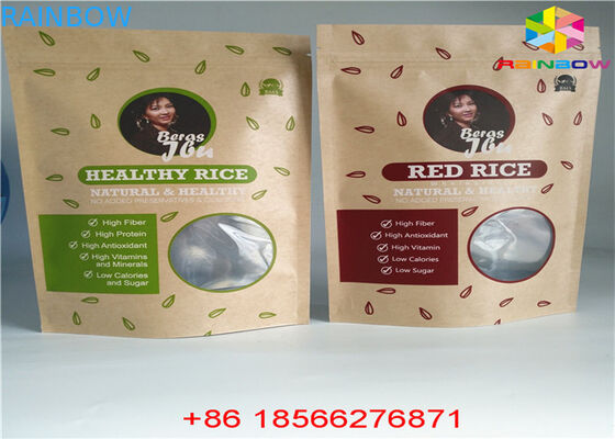 Kullanımlık Özelleştirilmiş Kağıt Torbalar Gıda Kılıfı Pencere ile Kilitli Koku Koruması Stand Up