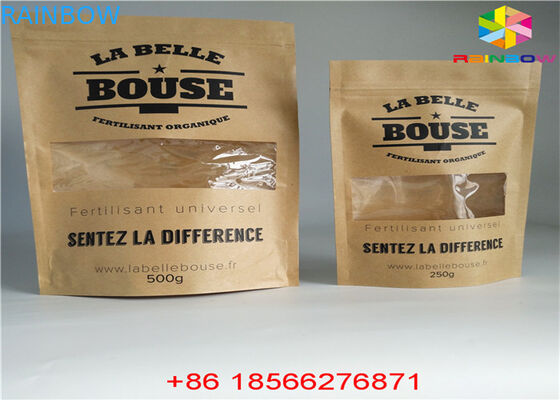 Kullanımlık Özelleştirilmiş Kağıt Torbalar Gıda Kılıfı Pencere ile Kilitli Koku Koruması Stand Up