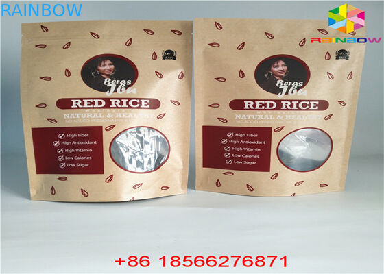 Kullanımlık Özelleştirilmiş Kağıt Torbalar Gıda Kılıfı Pencere ile Kilitli Koku Koruması Stand Up