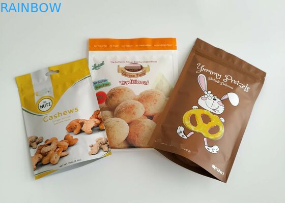 Kurutulmuş Gıda Ambalaj Torbaları Alüminyum Plastik Fermuar Balık Pirinç Tohumları Baharat Için Üst