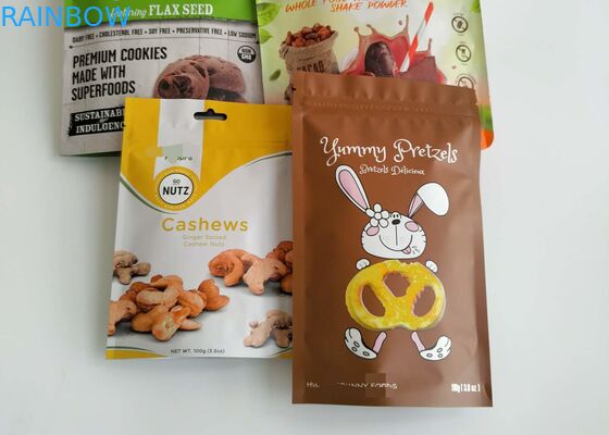 Kurutulmuş Gıda Ambalaj Torbaları Alüminyum Plastik Fermuar Balık Pirinç Tohumları Baharat Için Üst