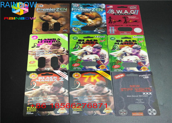 Seks Hapı Blister Kart Ambalajı 3D Ekran Kutusu Çift Delikli Kapsül Kağıt Kutusu