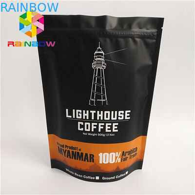 Mat siyah yüzey kahve çanta kilitli FDA işaretli gıda sınıfı plastik torbalar